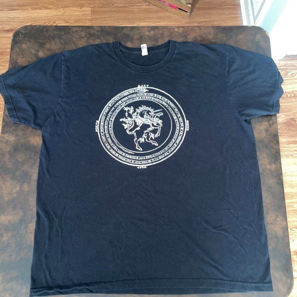 2XL Mythical Unicorn/ Compass Black and White Tee